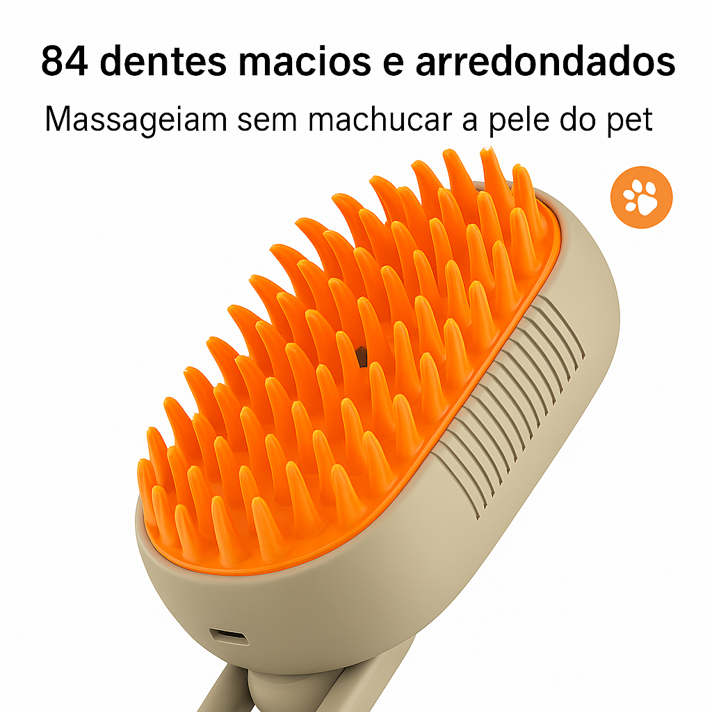 Escova a Vapor para Gatos e Cães 3 em 1