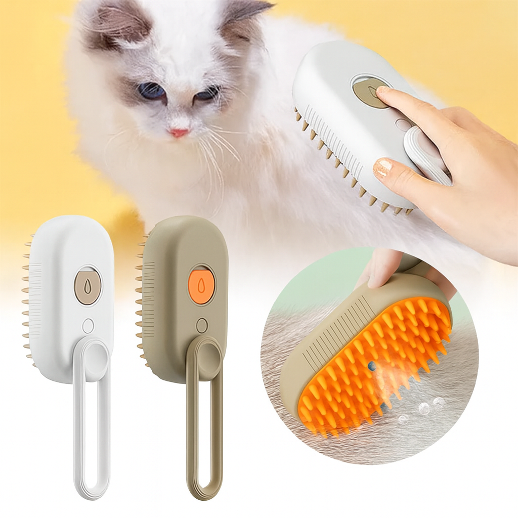 Escova a Vapor para Gatos e Cães 3 em 1